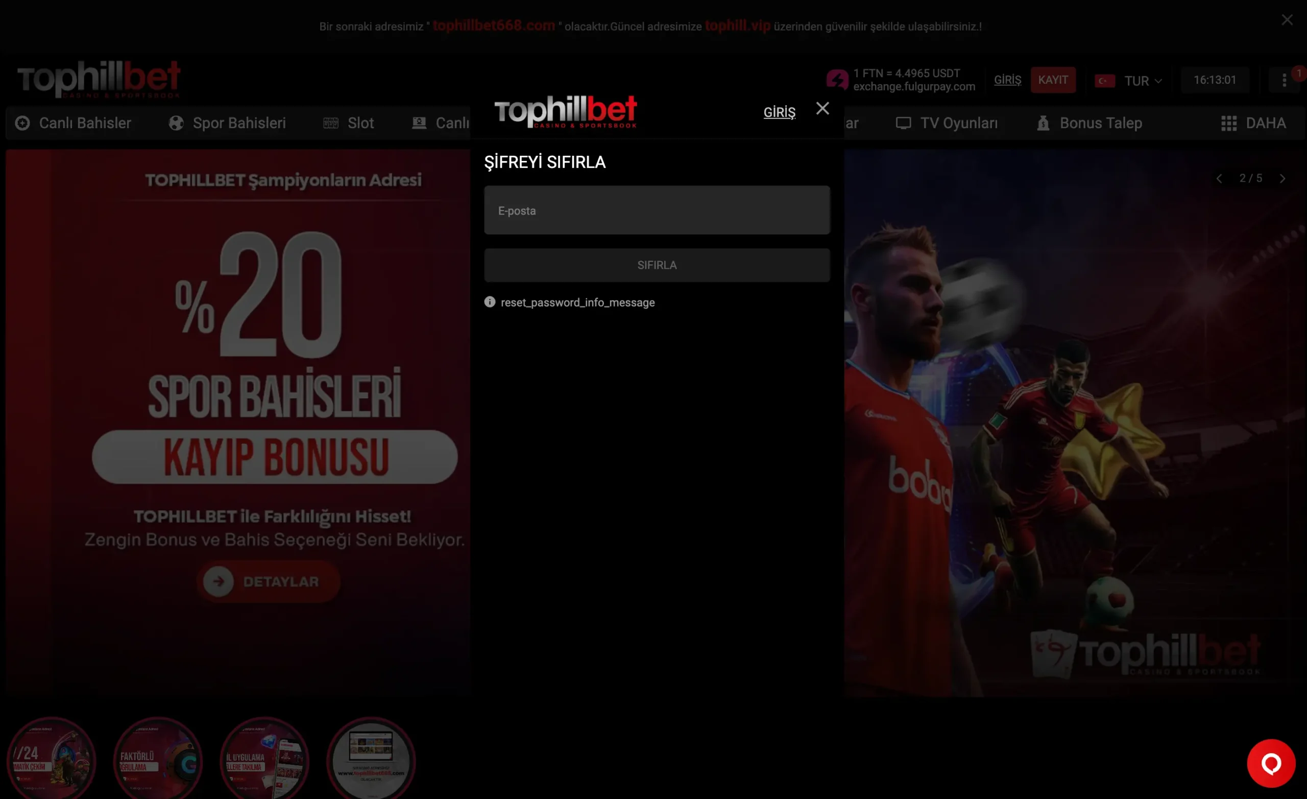 tophillbet şifre sıfırlama